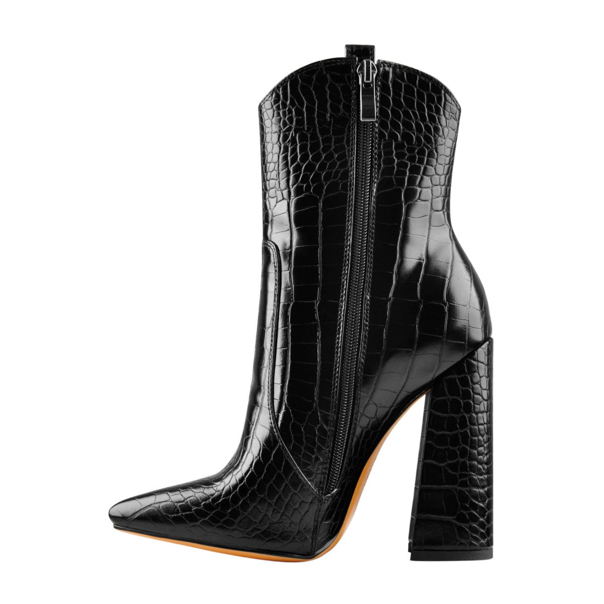 Black Pointed Toe Chunky Ankle Boots | Onlymaker Essential