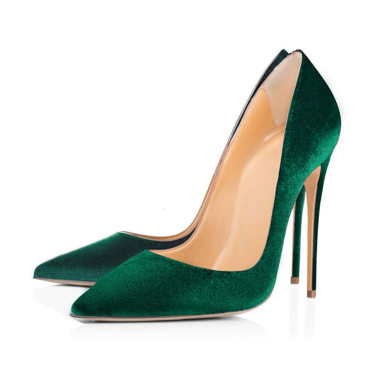 8cm 10cm 12cm Retro Green Classic Velvet Stilettos | Onlymaker Hot Sale