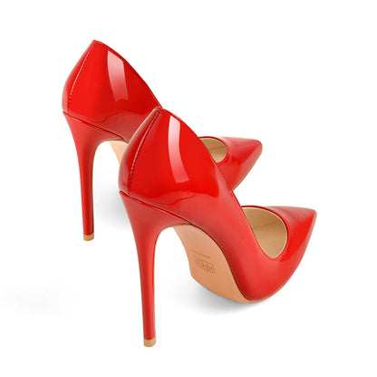 8cm 10cm 12cm Red Pointed Toe Slip On High Heel Pumps | Onlymaker Everyday