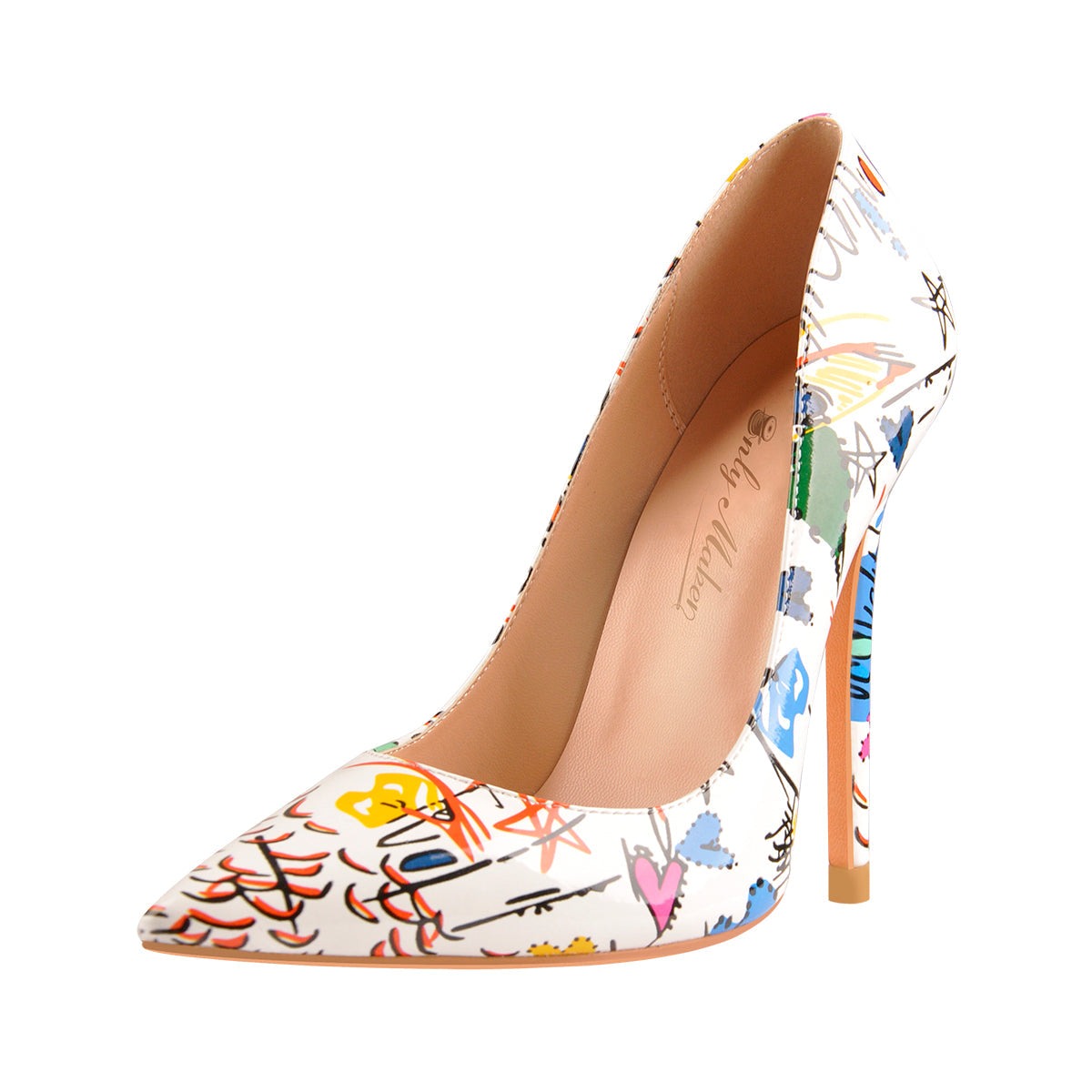 Graffiti Colorful Stiletto Pointed Toe 12cm High Heels Pumps | Onlymaker New