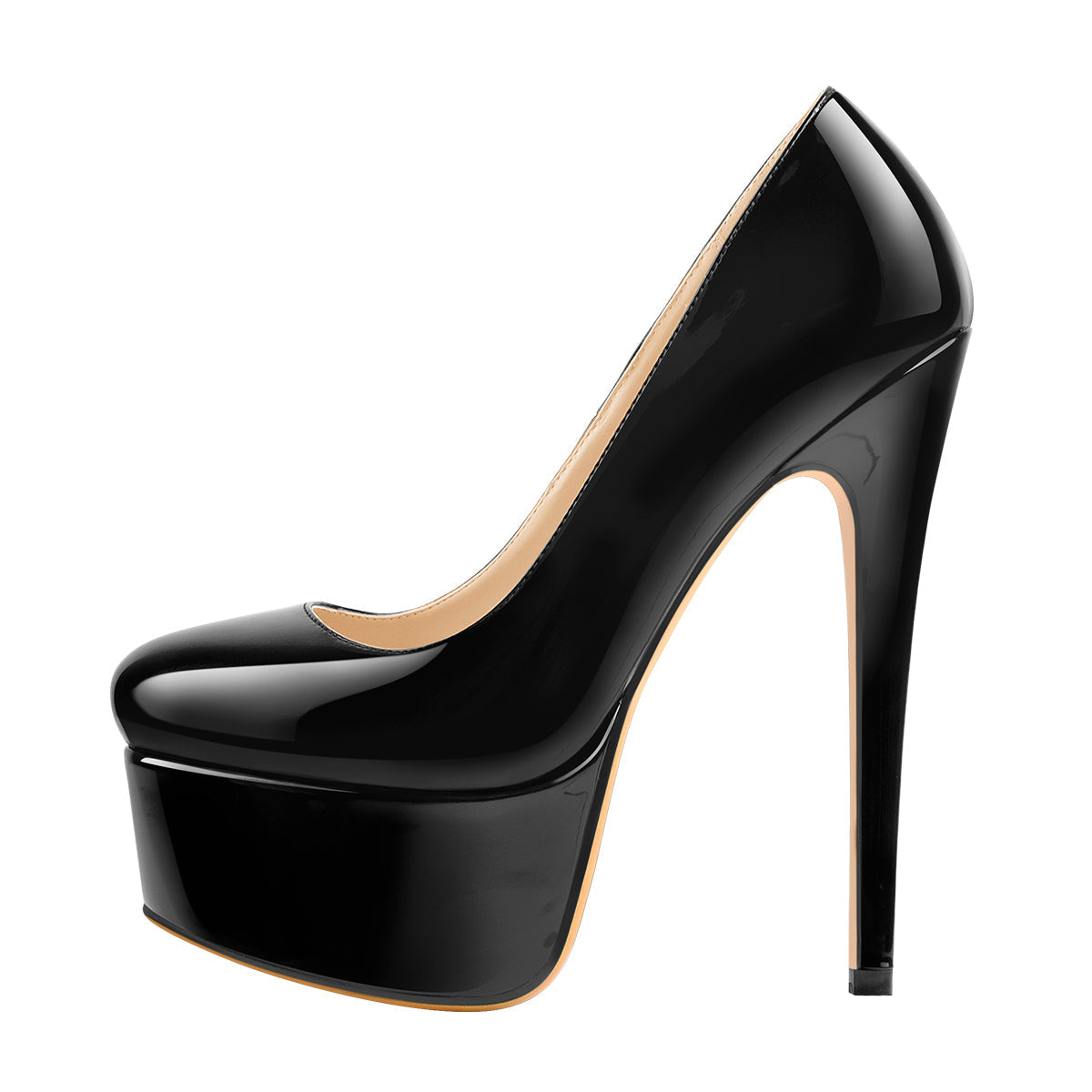 Platform Patent Leather Rounde Toe High Heels Pumps | Onlymaker Top Pick