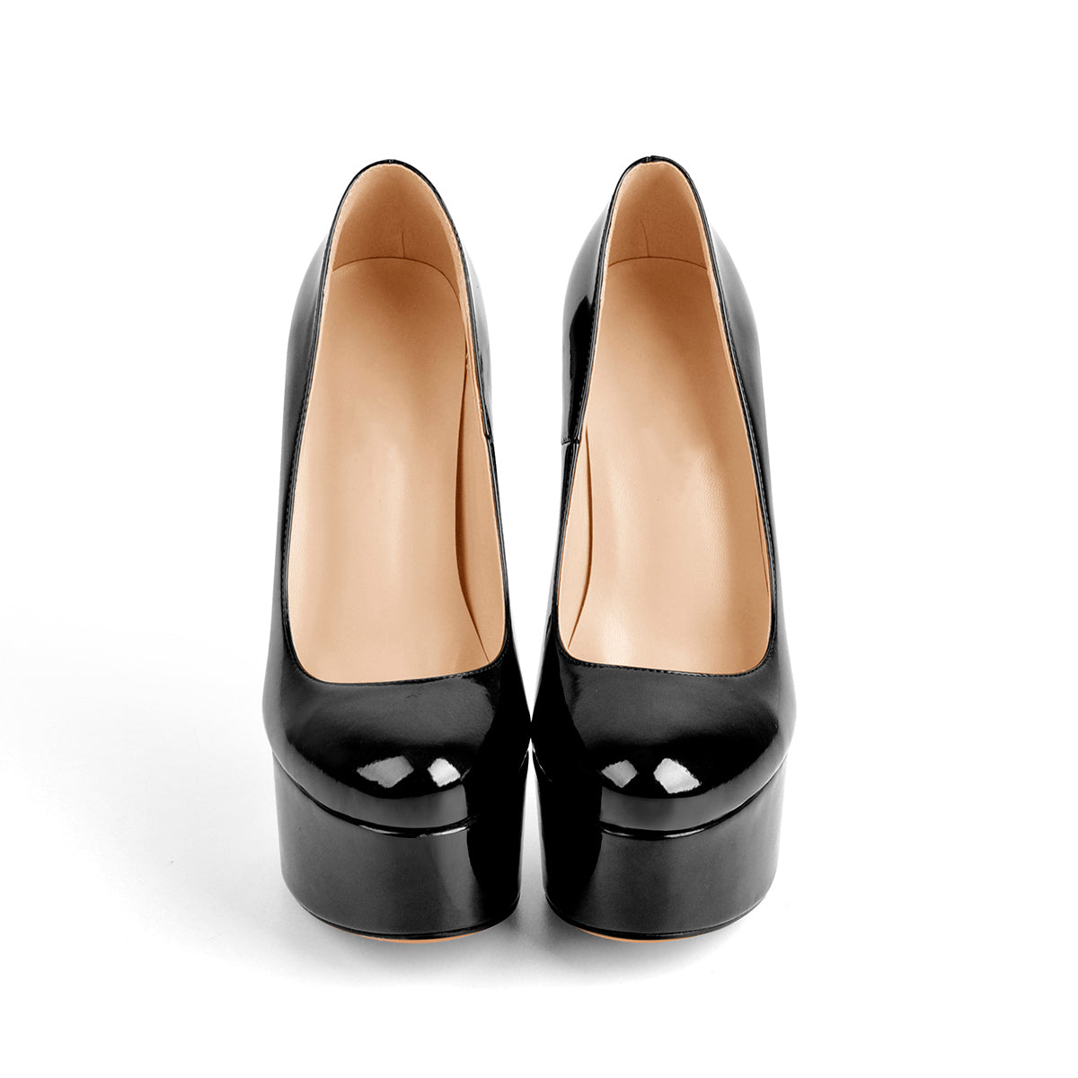 Platform Patent Leather Rounde Toe High Heels Pumps | Onlymaker Top Pick