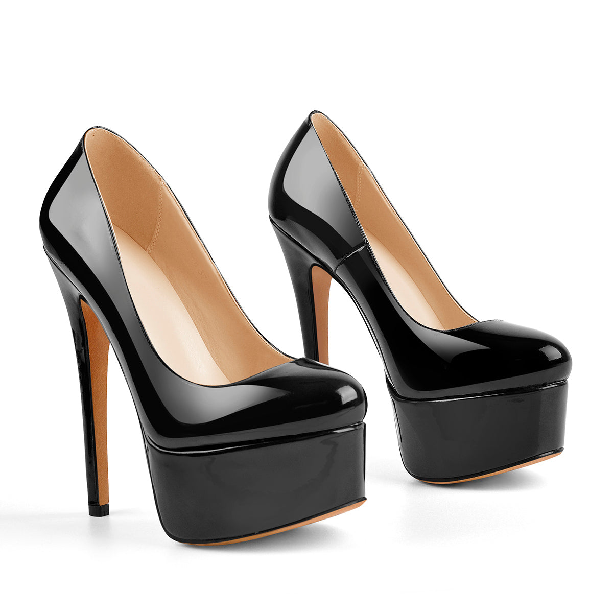 Platform Patent Leather Rounde Toe High Heels Pumps | Onlymaker Top Pick