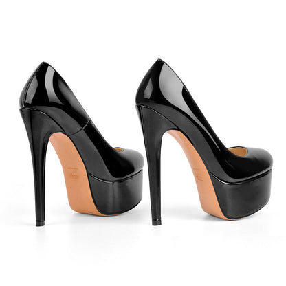 Platform Patent Leather Rounde Toe High Heels Pumps | Onlymaker Top Pick