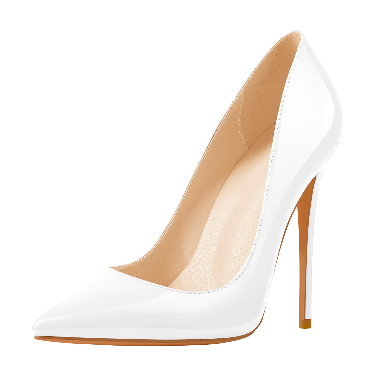 8cm 10cm 12cm Patent White Pointed Toe High Heel Pumps | Onlymaker Premium