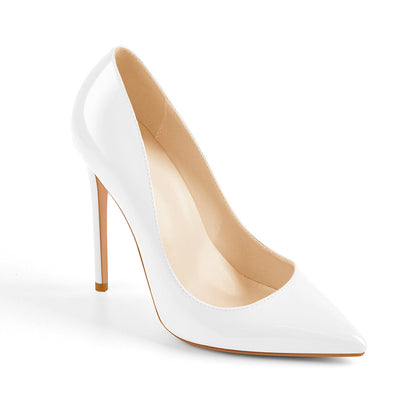 8cm 10cm 12cm Patent White Pointed Toe High Heel Pumps | Onlymaker Premium
