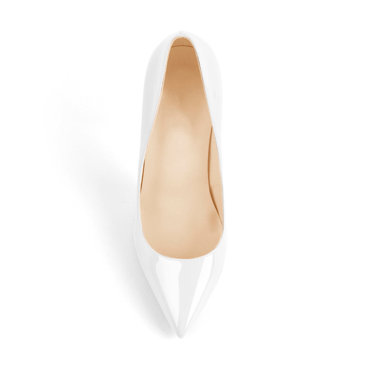 8cm 10cm 12cm Patent White Pointed Toe High Heel Pumps | Onlymaker Premium