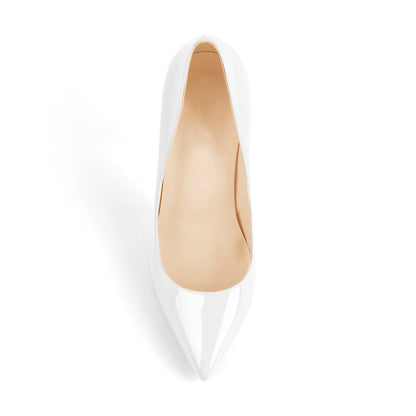 8cm 10cm 12cm Patent White Pointed Toe High Heel Pumps | Onlymaker Premium