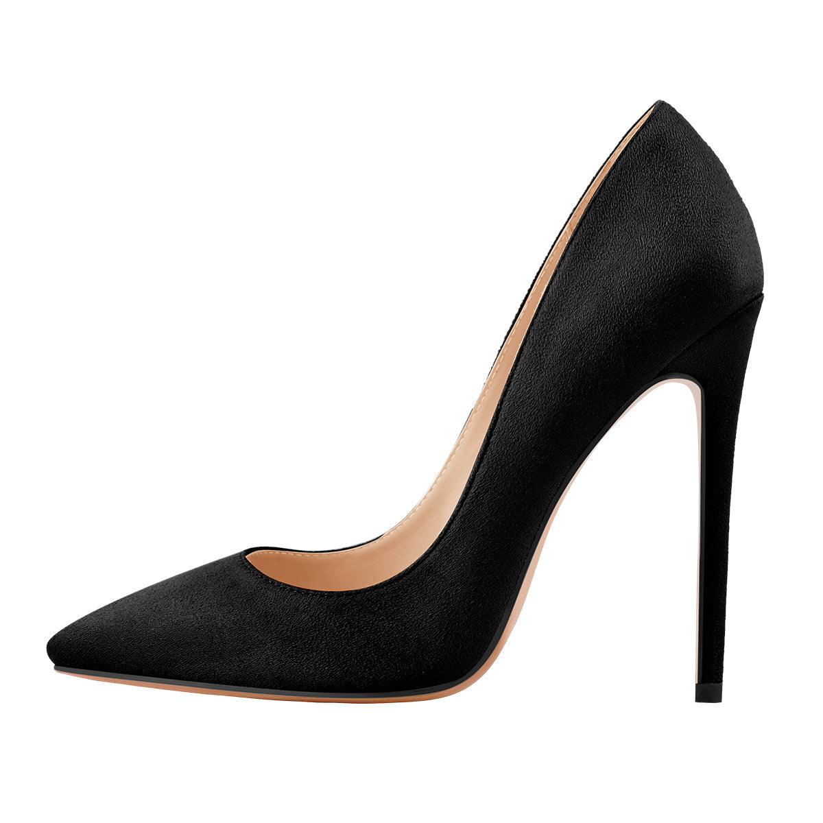 8cm 10cm 12cm Black Suede Pointed Toe Slip On High Heel Pumps | Onlymaker Latest