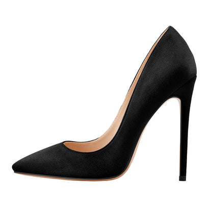 8cm 10cm 12cm Black Suede Pointed Toe Slip On High Heel Pumps | Onlymaker Latest