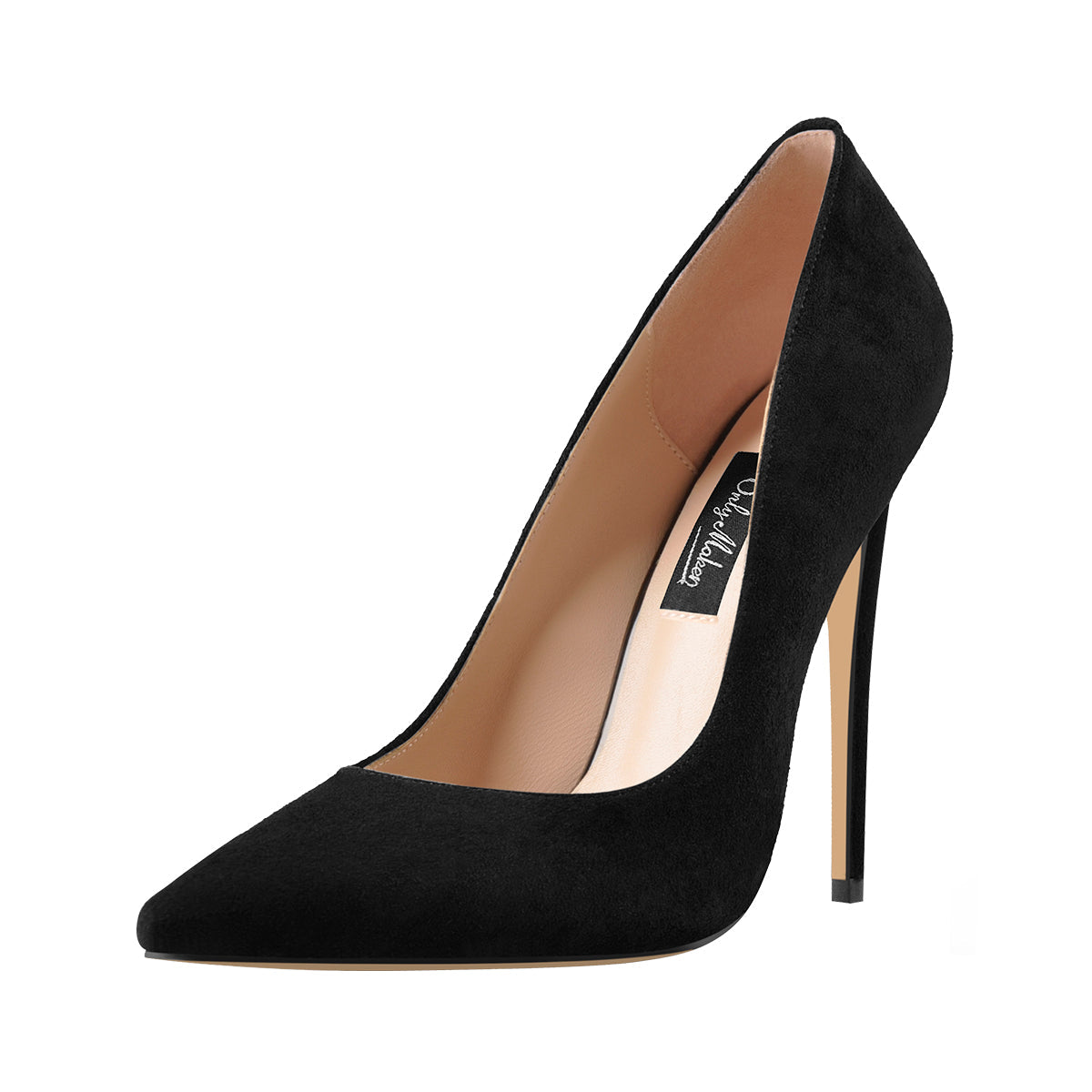 8cm 10cm 12cm Black Suede Pointed Toe Slip On High Heel Pumps | Onlymaker Latest