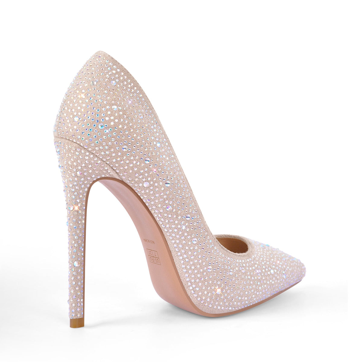 Pointed Toe Rhinestone Suede Stiletto Pumps | Onlymaker Deals