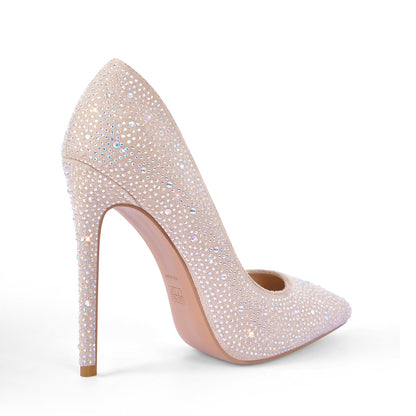 Pointed Toe Rhinestone Suede Stiletto Pumps | Onlymaker Deals