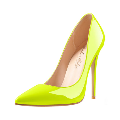 8cm 10cm 12cm Yellow Pointed Toe Pumps Classic Stilettos | Onlymaker Great Value