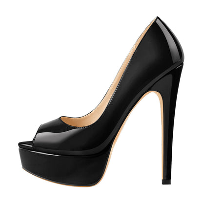 Peep Toe Pumps Platform Stiletto High Heels Pumps | Onlymaker Signature