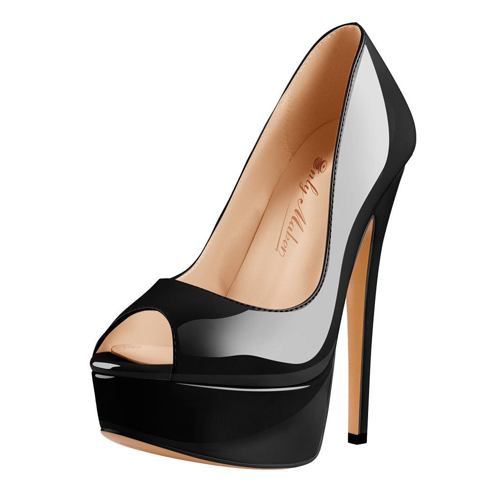 Peep Toe Pumps Platform Stiletto High Heels Pumps | Onlymaker Signature
