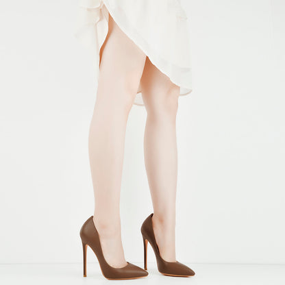 8cm 10cm 12cm Brown Pointed Toe Slip On High Heel Pumps | Onlymaker Popular