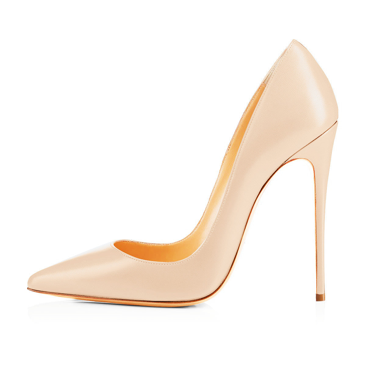 8cm 10cm 12cm Beige Pointed Toe Slip On High Heel Pumps | Onlymaker Everyday