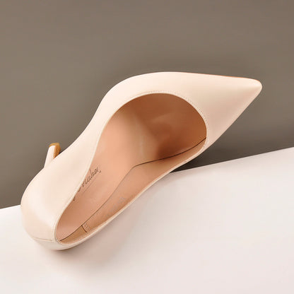 8cm 10cm 12cm Beige Pointed Toe Slip On High Heel Pumps | Onlymaker Everyday