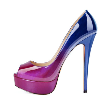 Gradient Open Toe Pumps Platform Stiletto High Heels | Onlymaker Top Pick