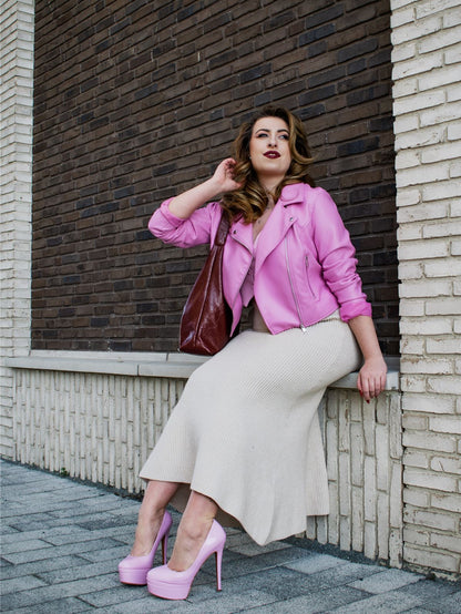 Double Platform Patent Leather Round Toe High Heels | Onlymaker Recommended