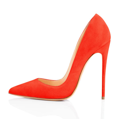 8cm 10cm 12cm Orange Suede Pointed Toe Basic Pumps | Onlymaker Trending