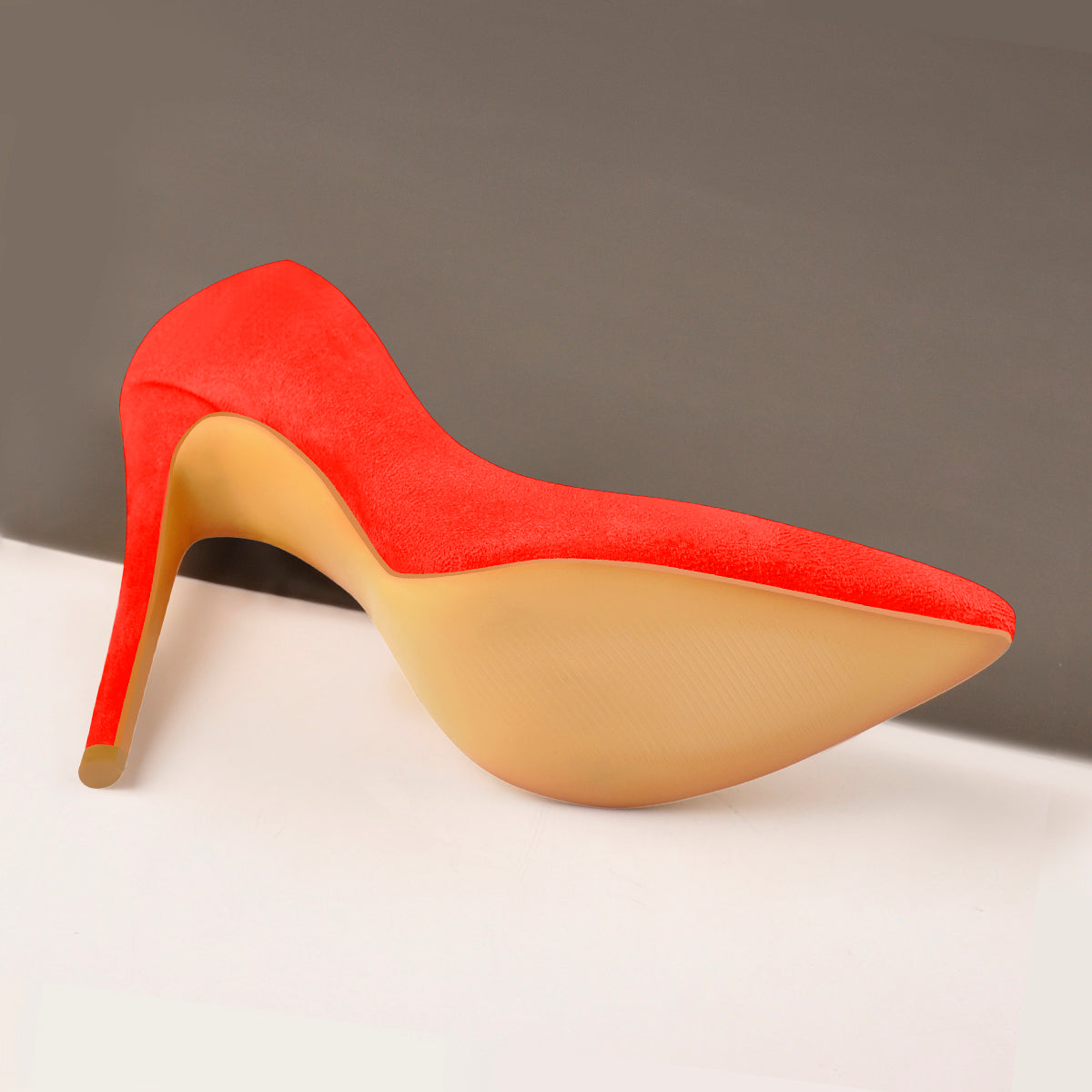 8cm 10cm 12cm Orange Suede Pointed Toe Basic Pumps | Onlymaker Trending