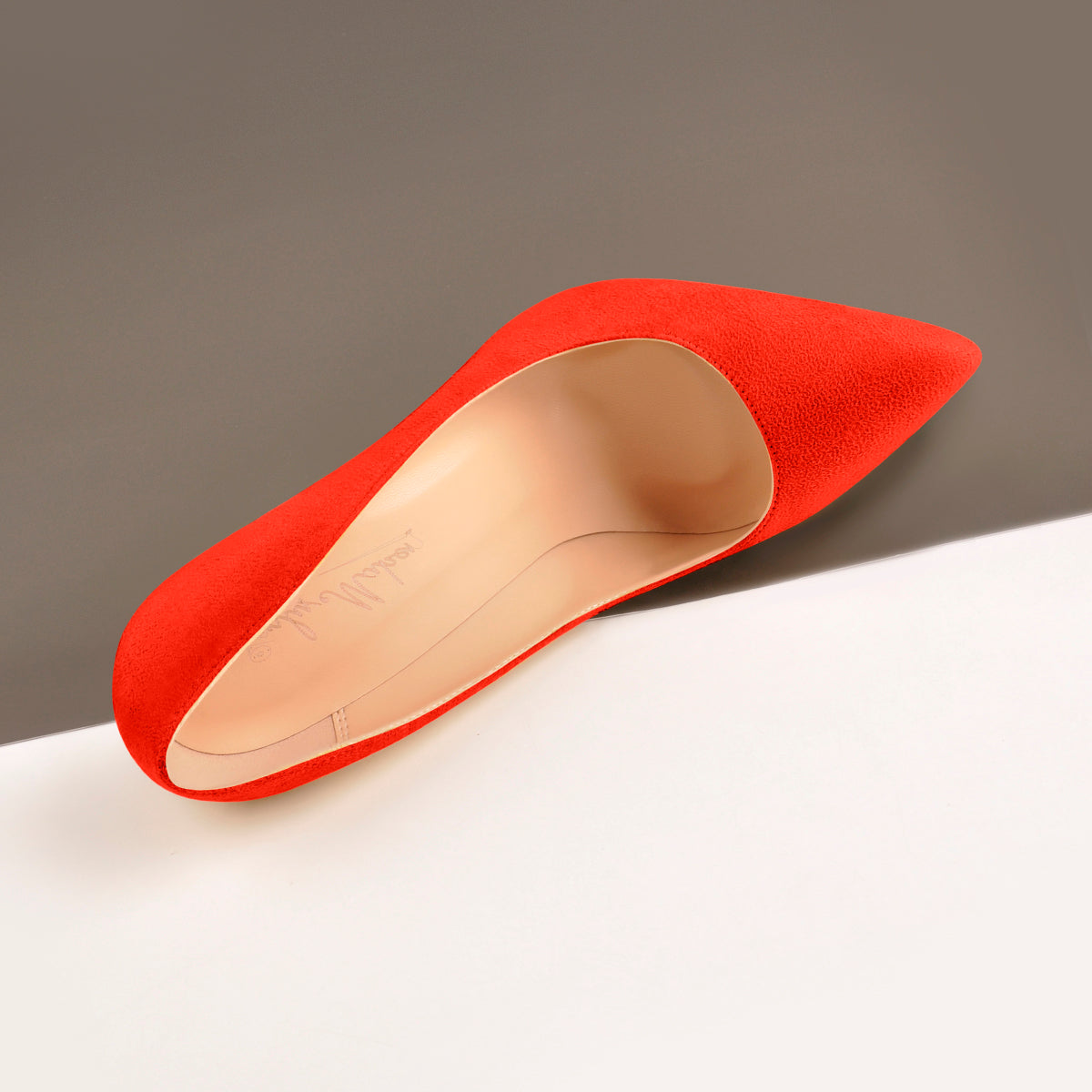8cm 10cm 12cm Orange Suede Pointed Toe Basic Pumps | Onlymaker Trending