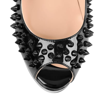 Peep Toe Platform Rivets High Heels Pumps | Onlymaker Everyday