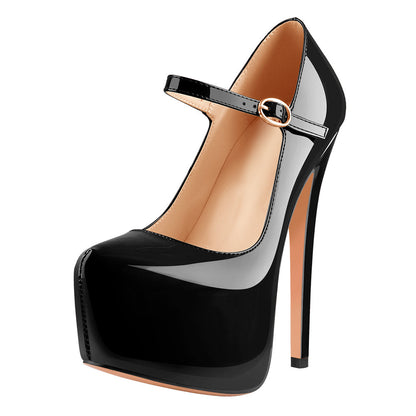 Mary Jane Platform Black Pointed Toe Stiletto High Heels Pumps | Onlymaker Recommended