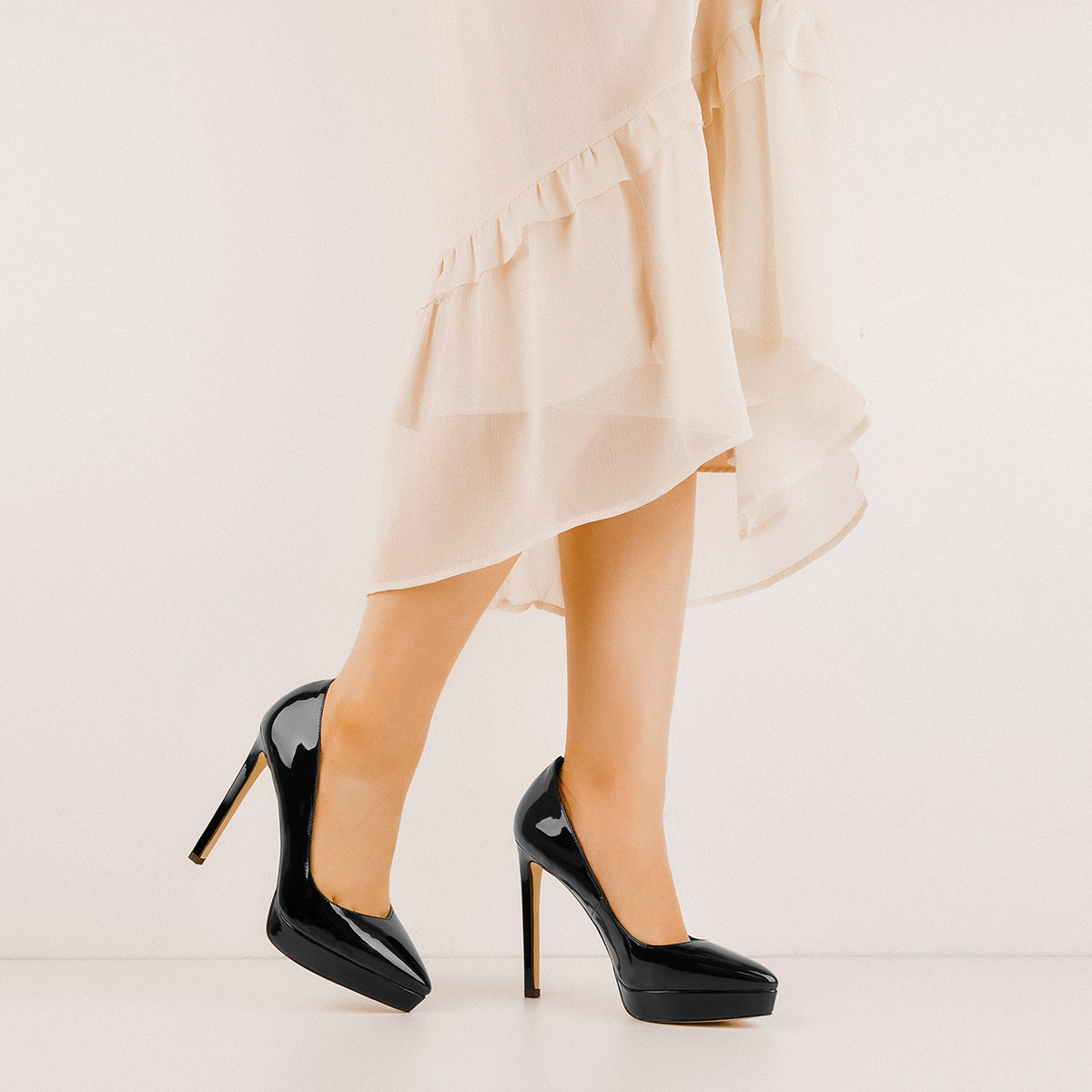 Low Platform Pointed Toe Stiletto Heels Pumps | Onlymaker Everyday