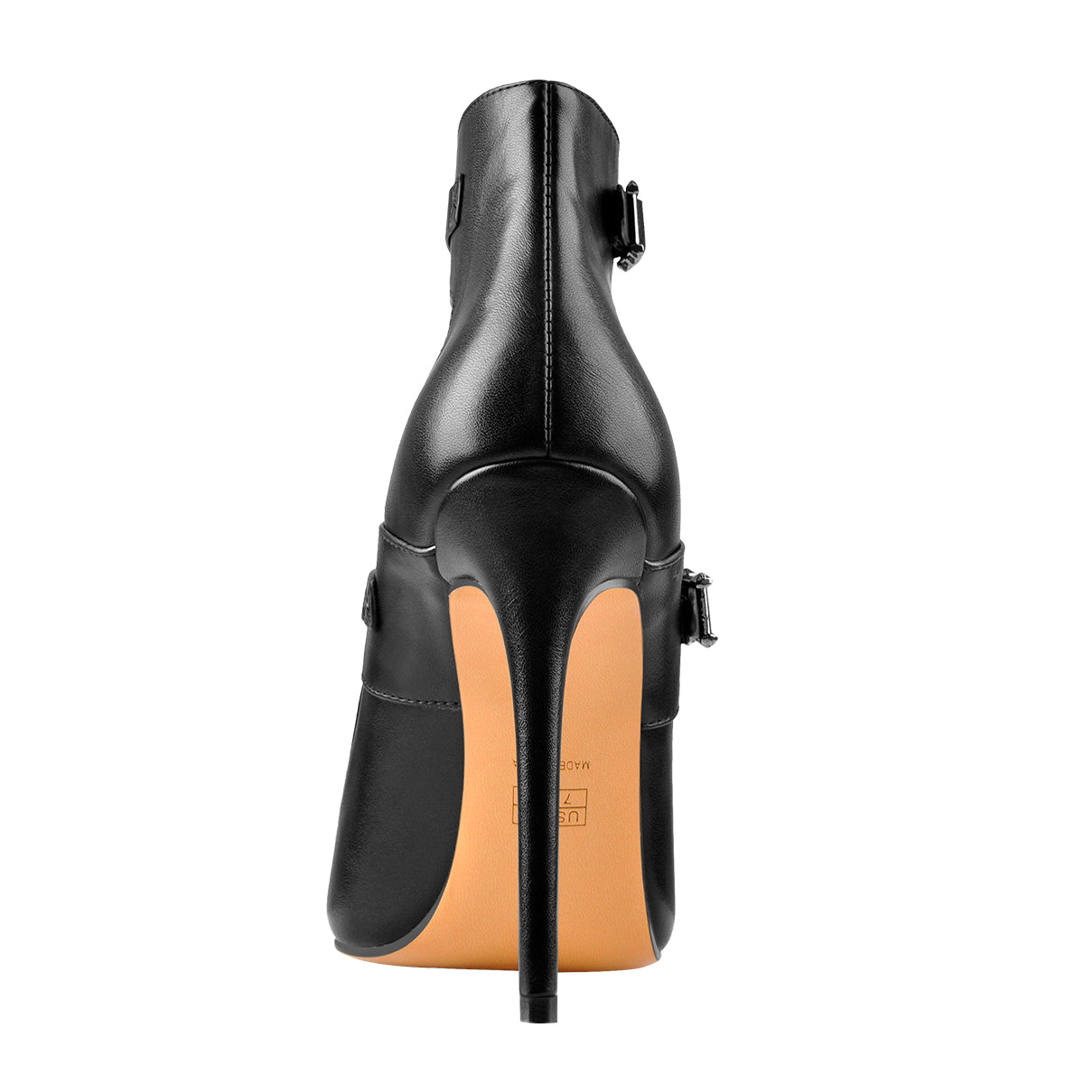Black Matte Pointed Toe Double Buckle Straps Stiletto Pumps | Onlymaker Customer Favorite
