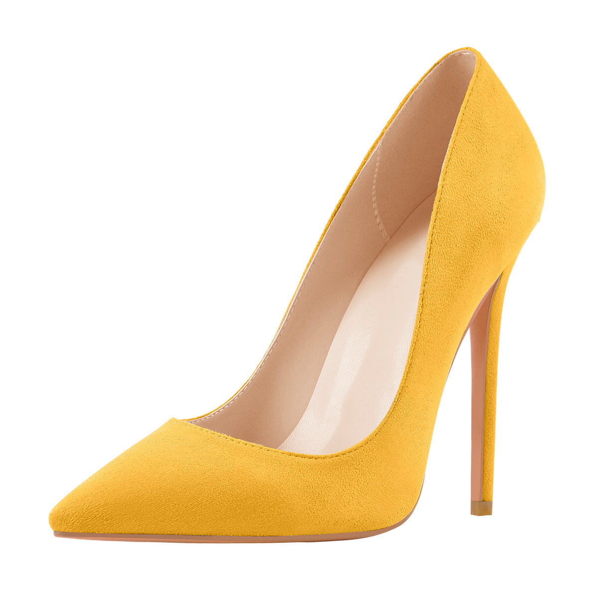 8cm 10cm 12cm Suede Yellow Pointed Toe Slip On High Heel Pumps | Onlymaker Classic