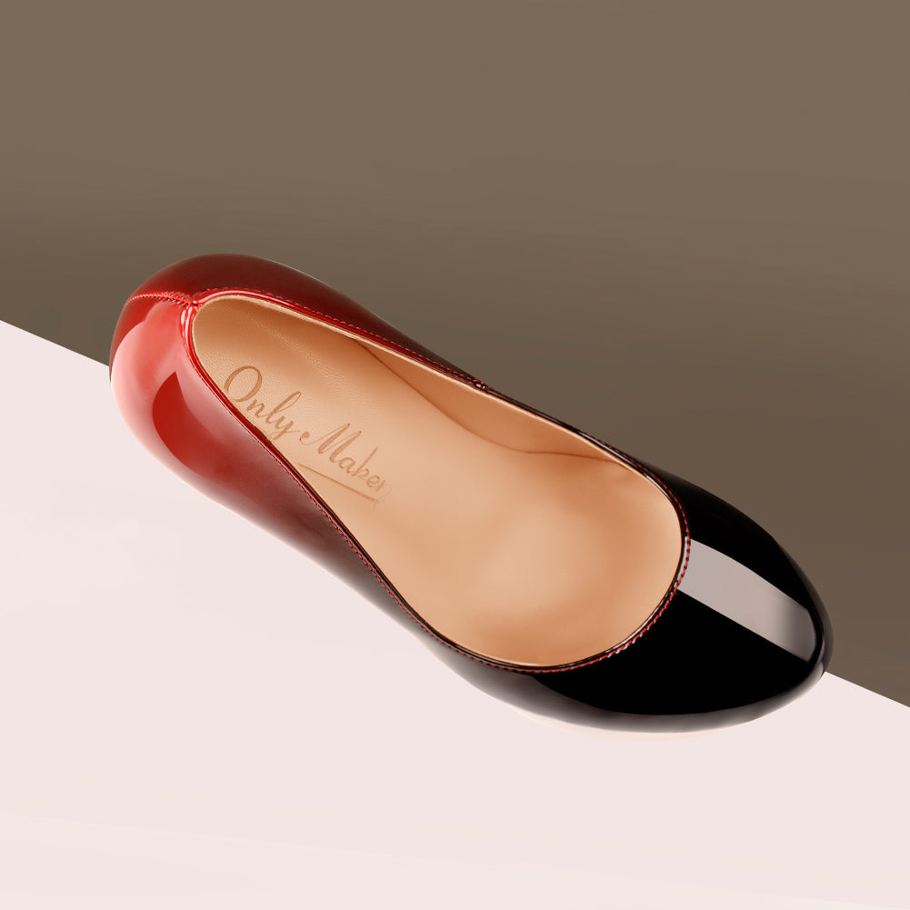 Black Red Gradient Patent Leather Platform High Heels | Onlymaker Best Price