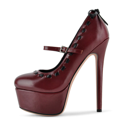 Platform Back Bow Mary Jane Stiletto Pumps | Onlymaker Top Pick