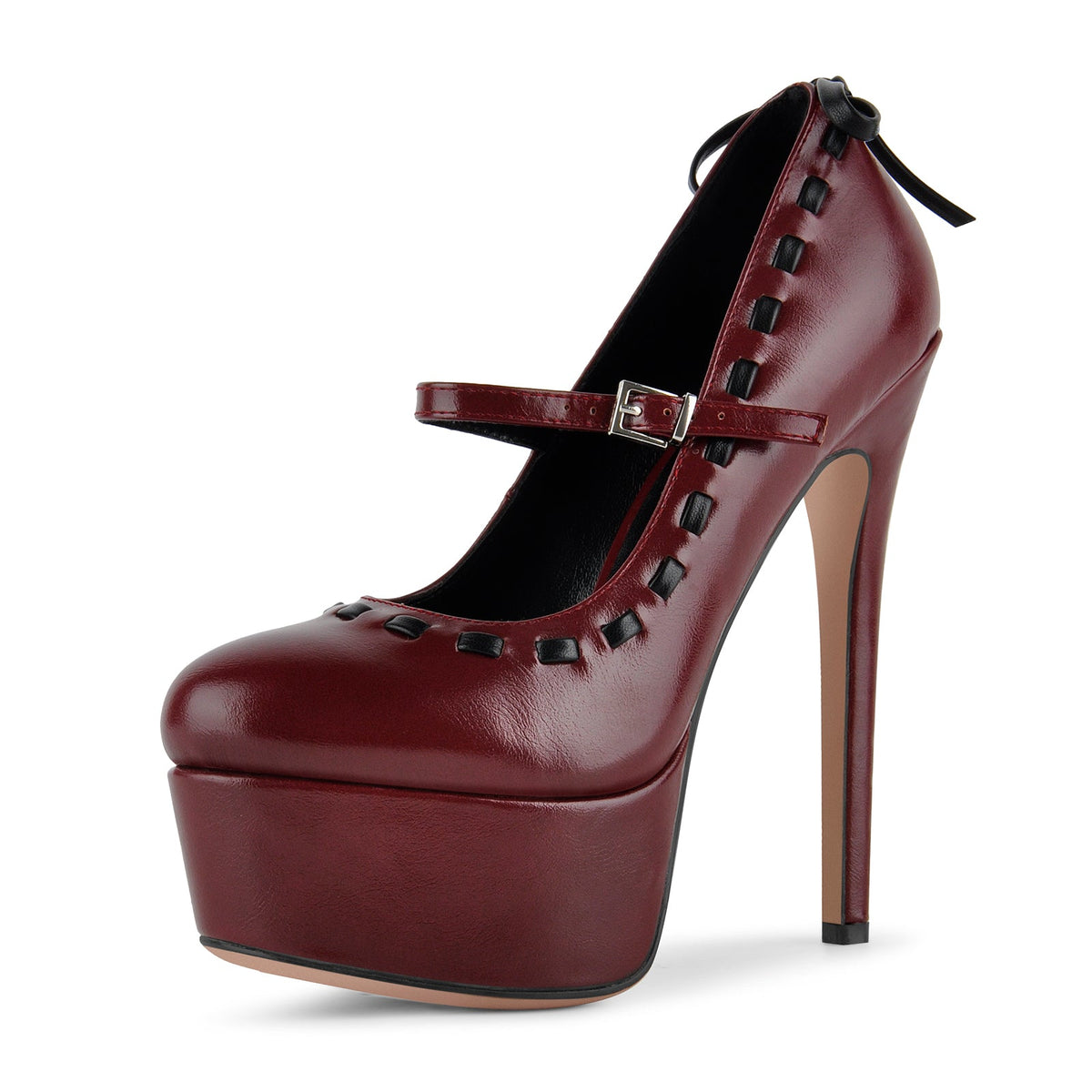 Platform Back Bow Mary Jane Stiletto Pumps | Onlymaker Top Pick