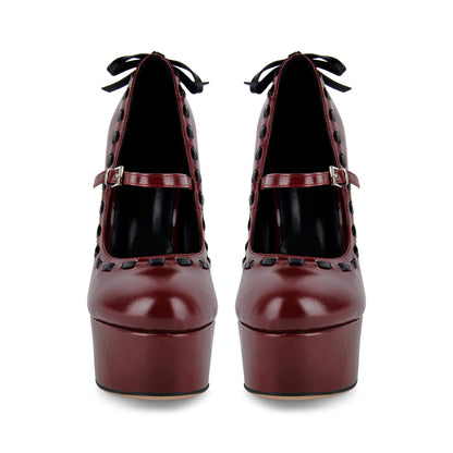 Platform Back Bow Mary Jane Stiletto Pumps | Onlymaker Top Pick