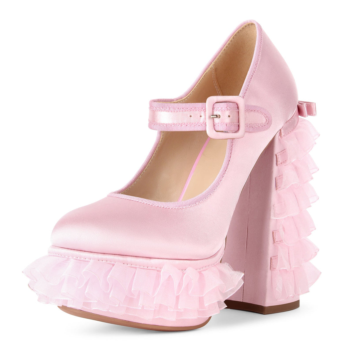Satin Platform Lace Mesh Mary Jane Pumps | Onlymaker Deals