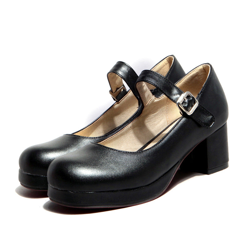 Low Platform Mary Jane Chunky Heel Pumps | Onlymaker Customer Favorite