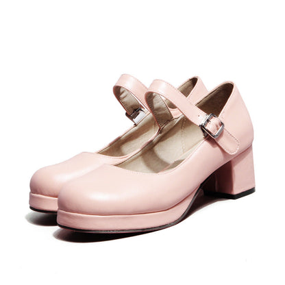 Low Platform Mary Jane Chunky Heel Pumps | Onlymaker Customer Favorite
