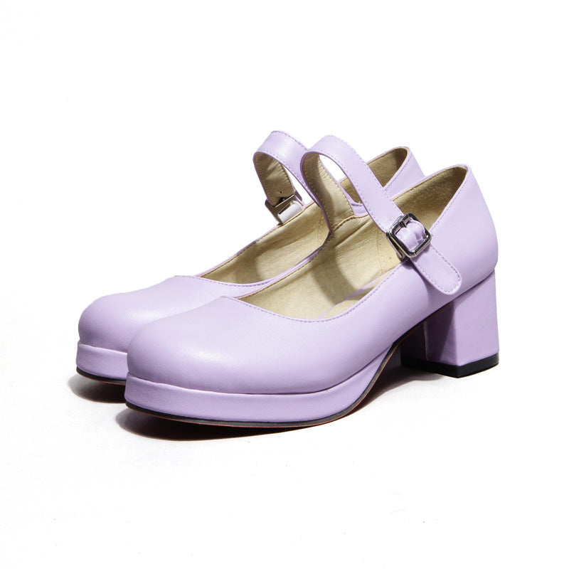 Low Platform Mary Jane Chunky Heel Pumps | Onlymaker Customer Favorite