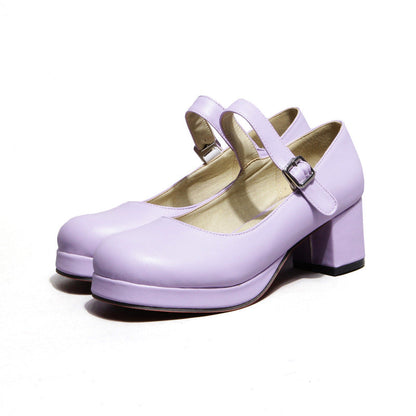 Low Platform Mary Jane Chunky Heel Pumps | Onlymaker Customer Favorite