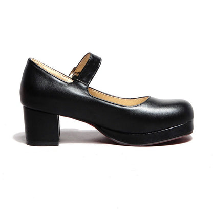 Low Platform Mary Jane Chunky Heel Pumps | Onlymaker Customer Favorite