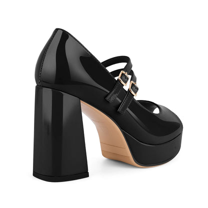 Peep Toe Platform Mary Jane Chunky Heels | Onlymaker Great Value
