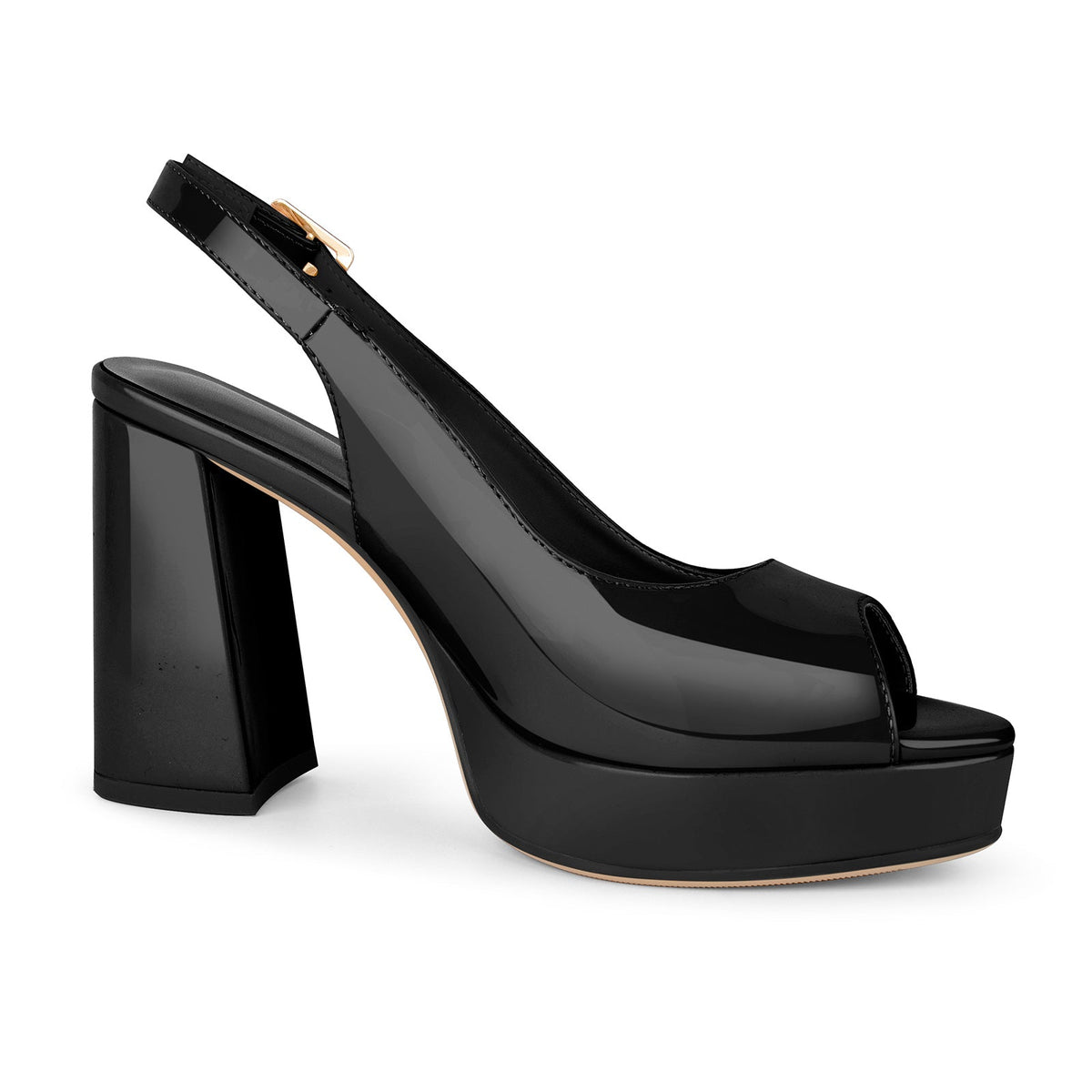 Peep Toe Platform Slingback Patent Pumps | Onlymaker Classic