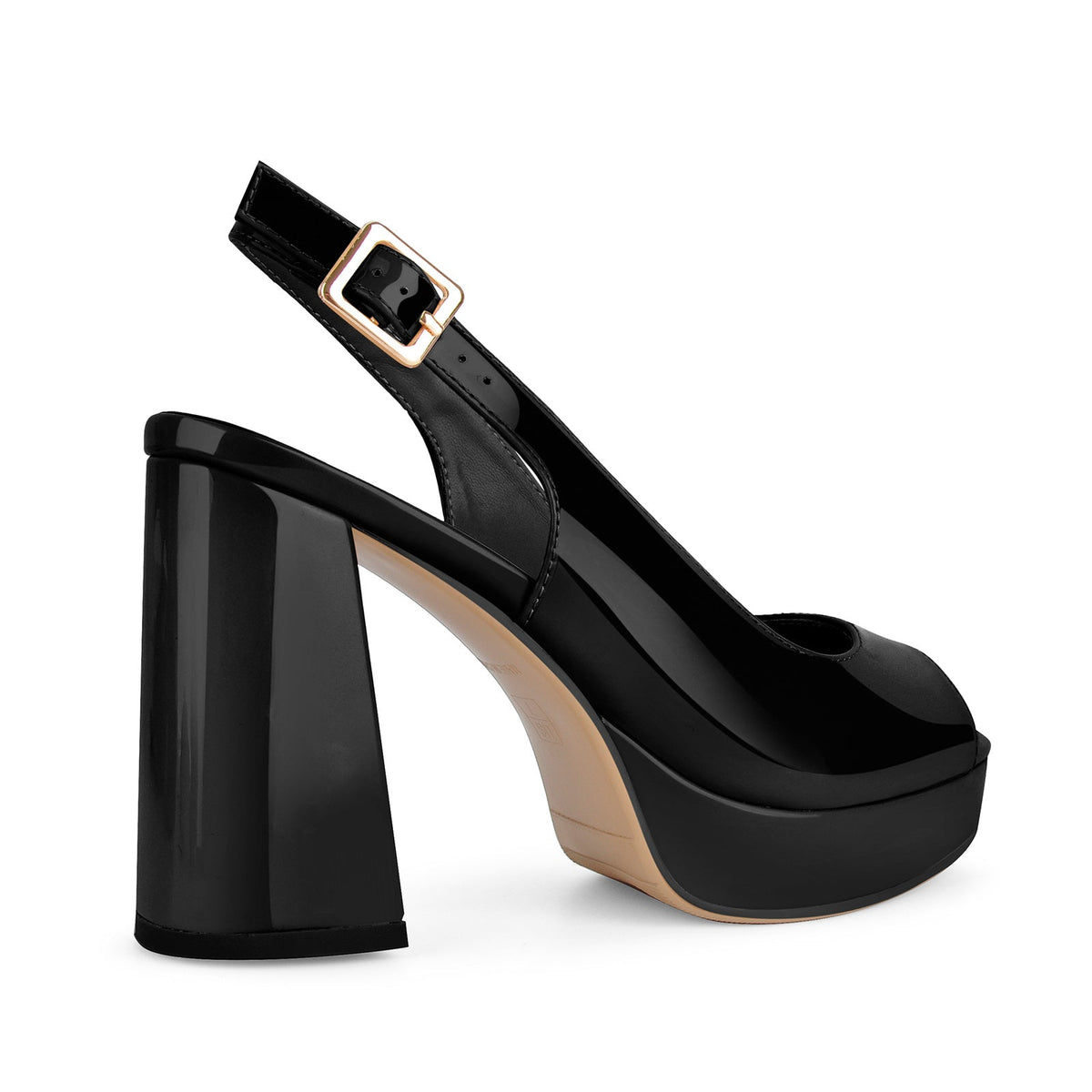 Peep Toe Platform Slingback Patent Pumps | Onlymaker Classic