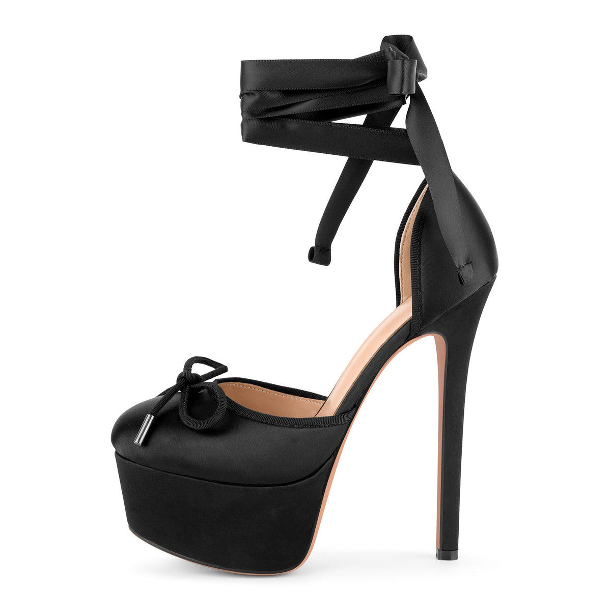 Bow Platform Ankle Lace-up Pumps | Onlymaker Premium