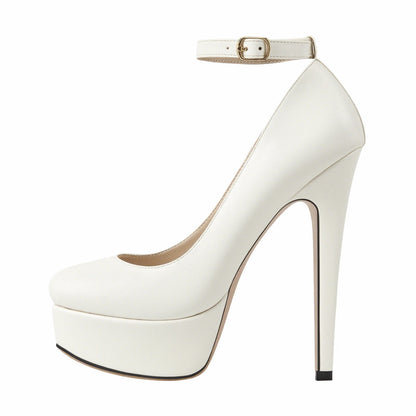 Round Toe Platform Ankle Strap High Heels | Onlymaker Special Offer