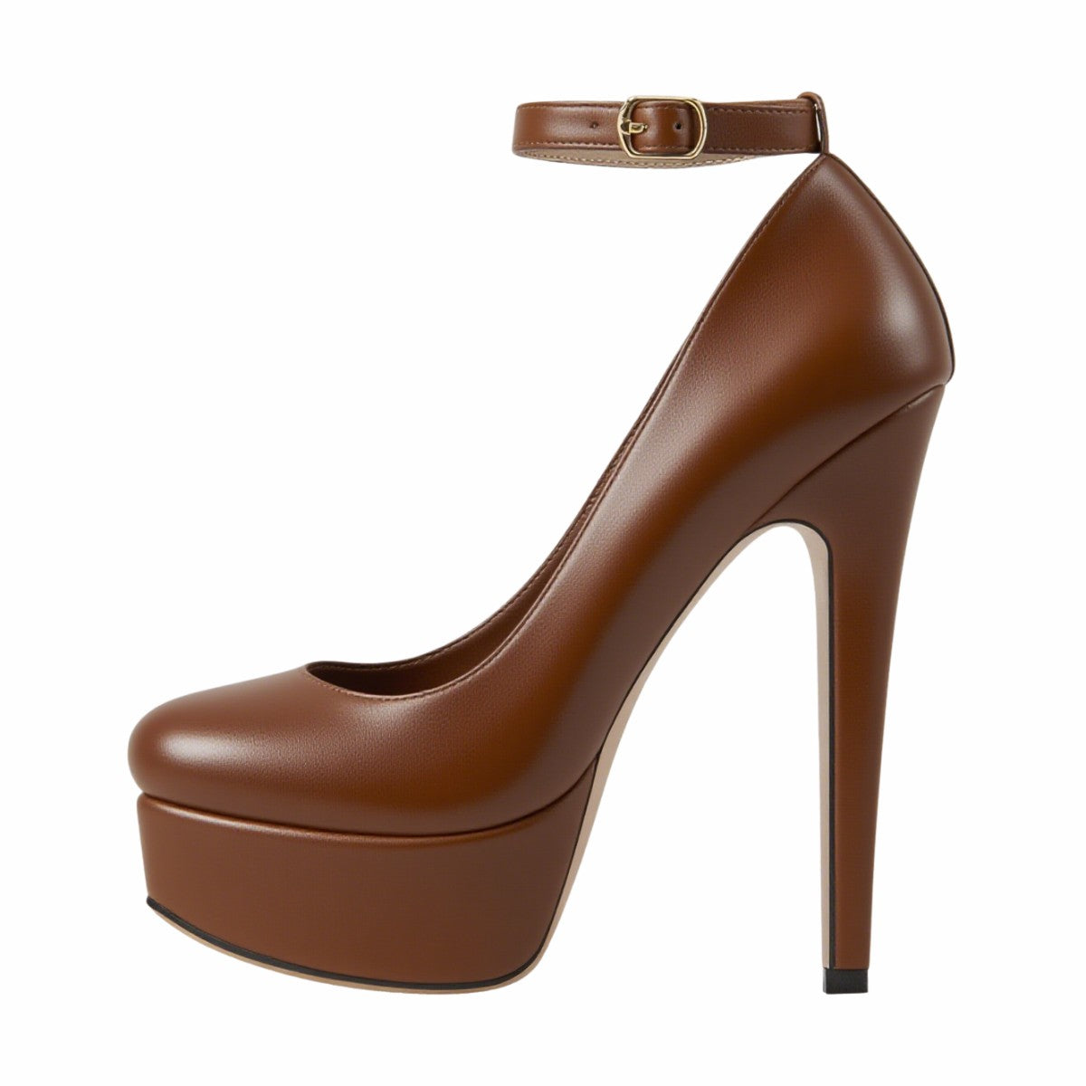 Round Toe Platform Ankle Strap High Heels | Onlymaker Special Offer