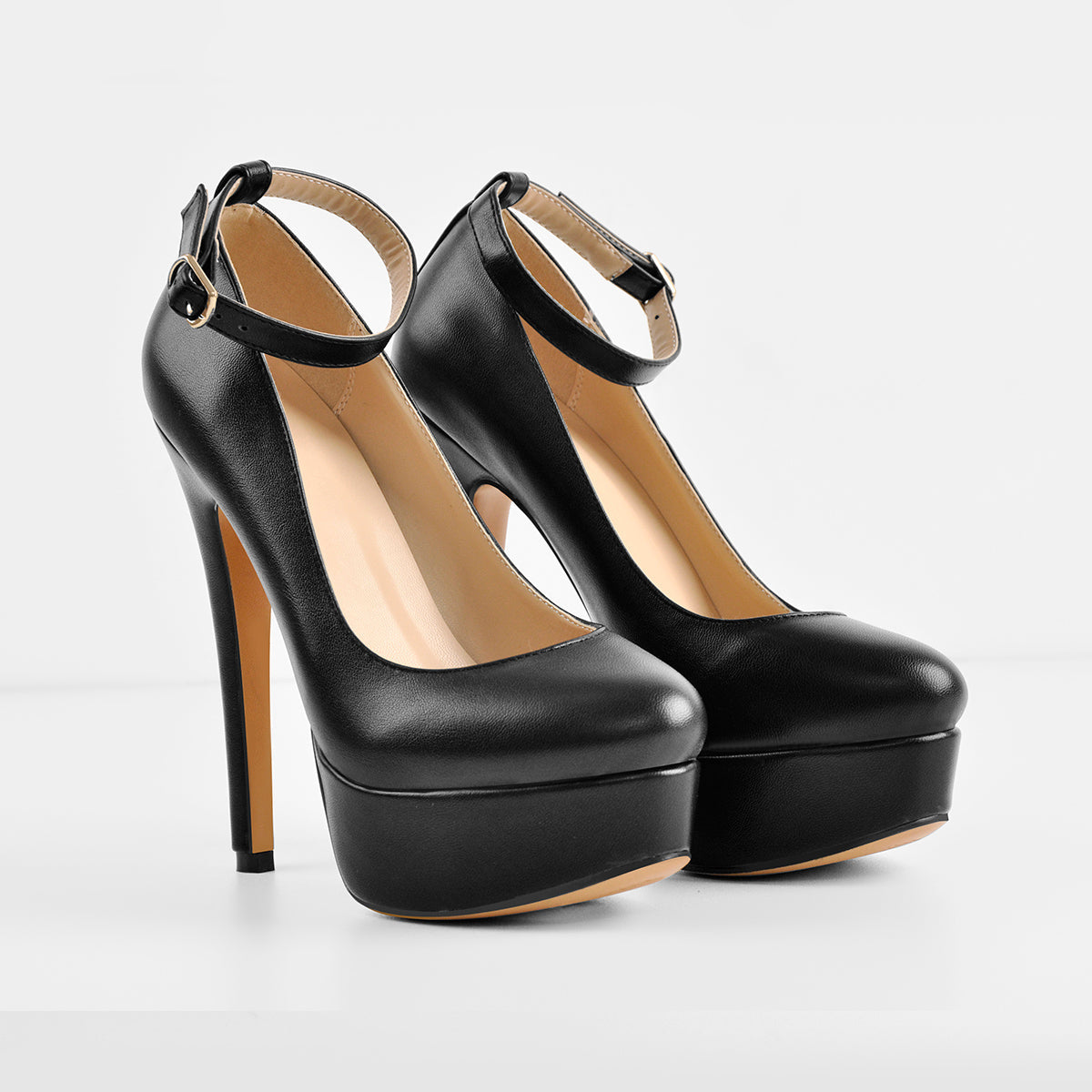 Round Toe Platform Ankle Strap High Heels | Onlymaker Special Offer